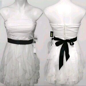NWT Teeze Me Off-White Strapless Tiered Mini Dress Formal Party Wedding Size 7